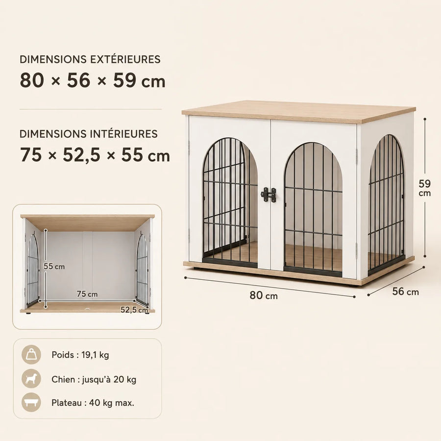 Meuble cage pour chien à portes arquées — Valv