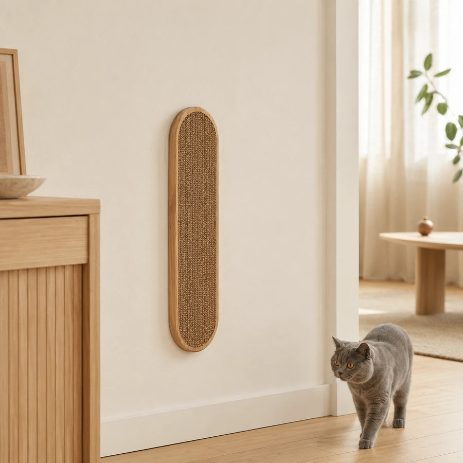 Wood & Sisal Wall-Mounted Cat Scratcher — Ramme