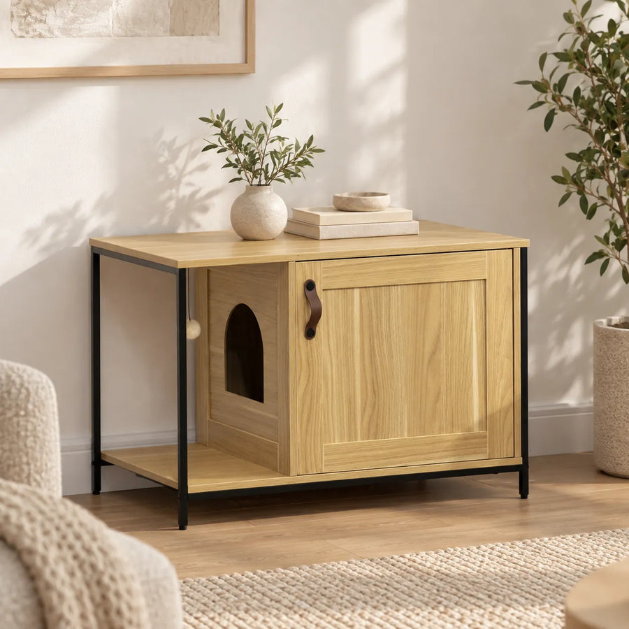 Litter Box Enclosure with Side Platform — Benk