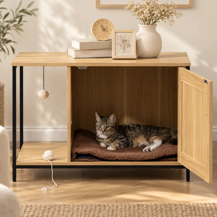 Litter Box Enclosure with Side Platform — Benk