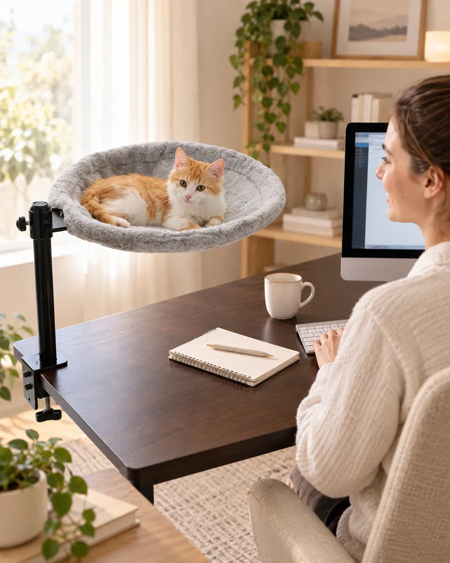 Swivel Desk Cat Bed — Nära