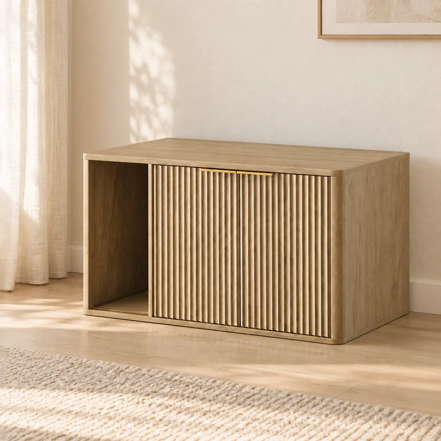 Fluted Wood Litter Box Enclosure — Rille