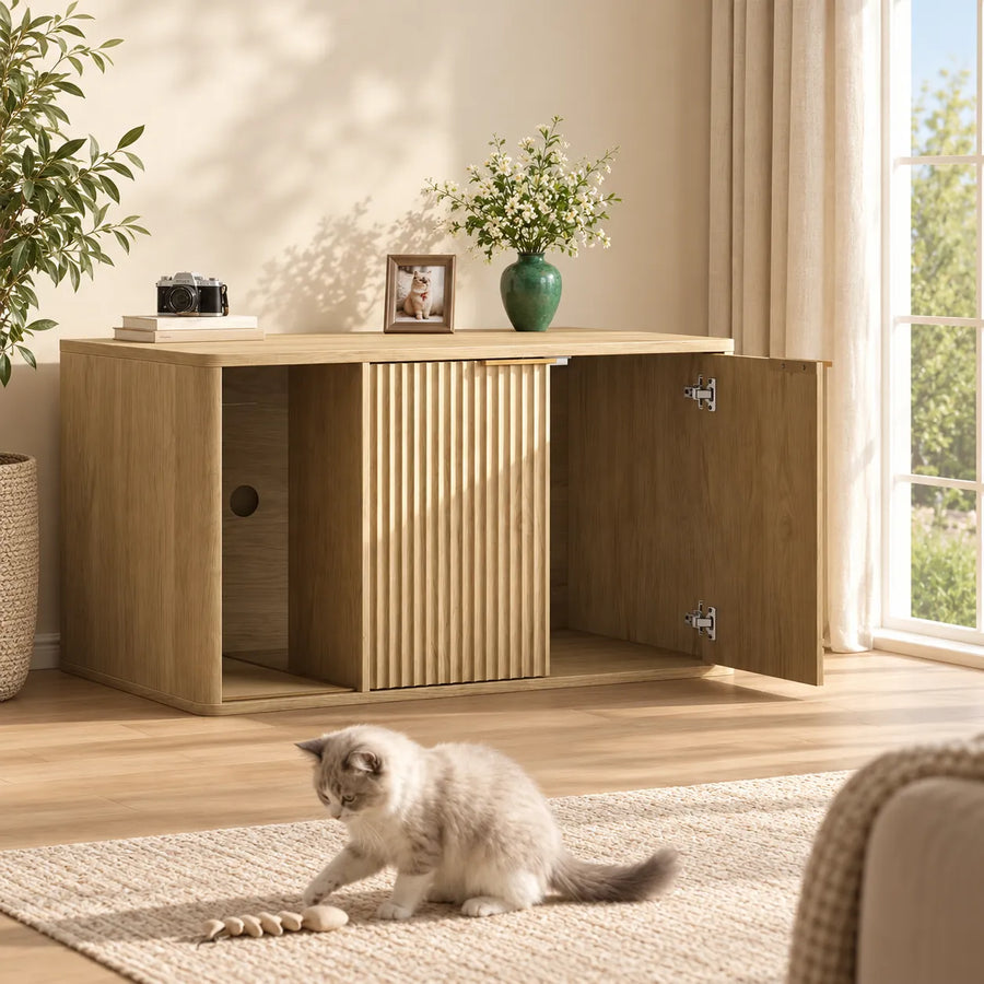 Fluted Wood Litter Box Enclosure — Rille