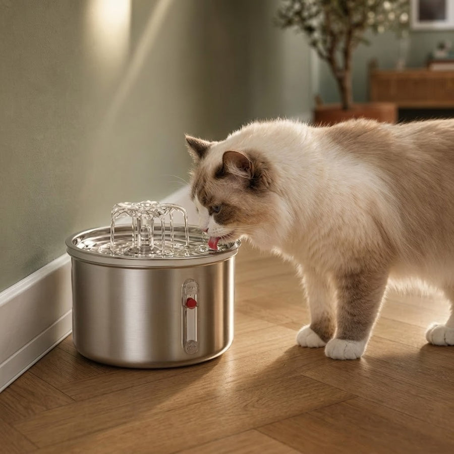 Fontaine à eau chat cascade inox — Regn