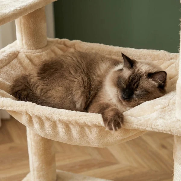 Extra-Tall Beige Cat Tree — Bok