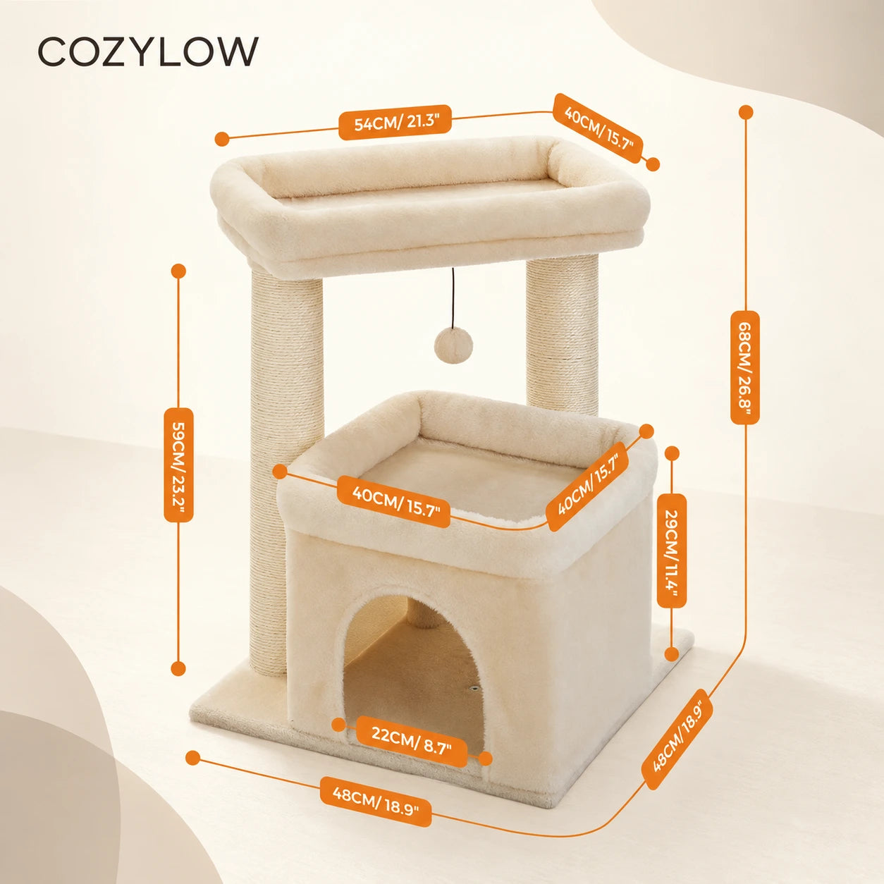 Compact Beige Cat Tree — Björk