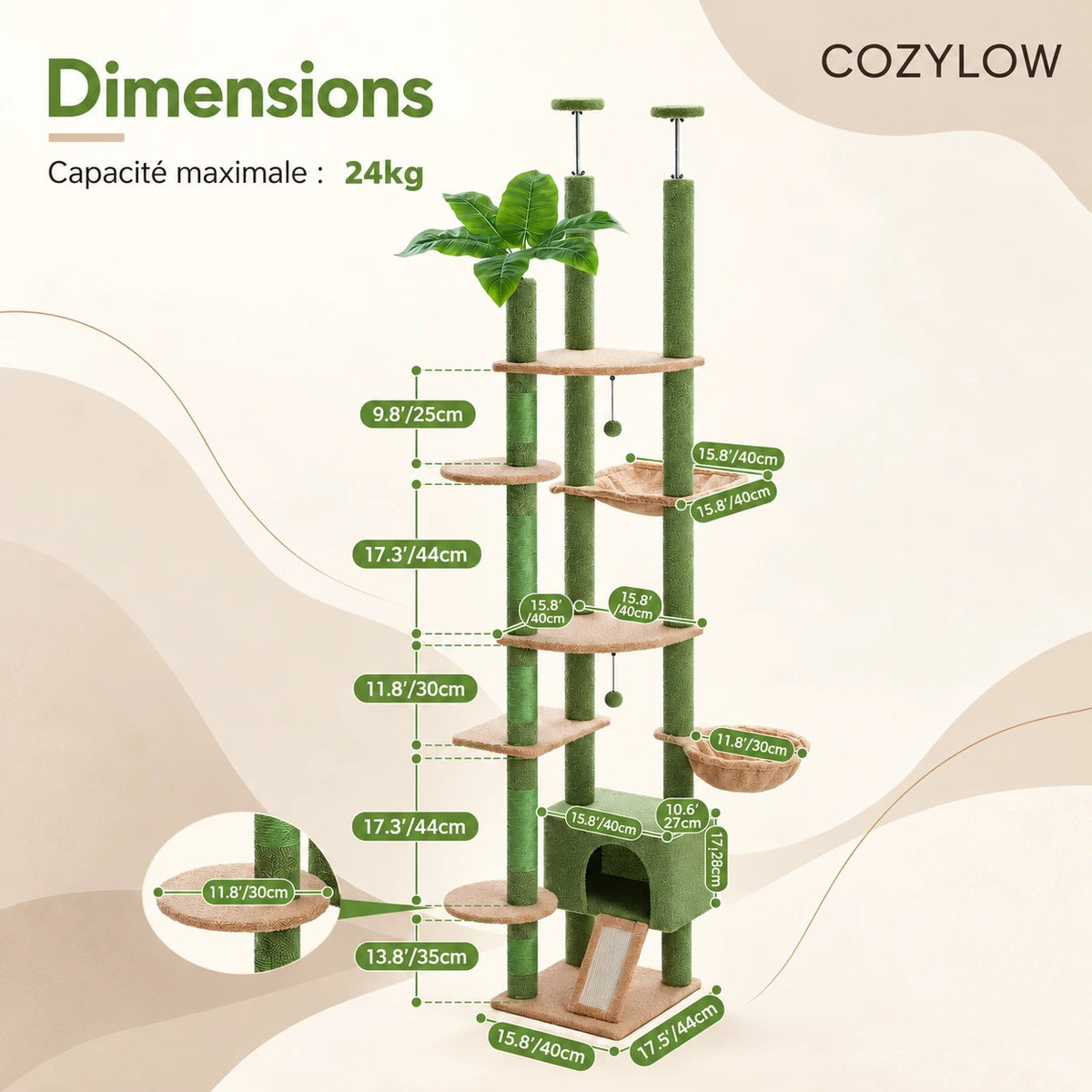 Floor-to-Ceiling Cactus Cat Tree — Kaktus