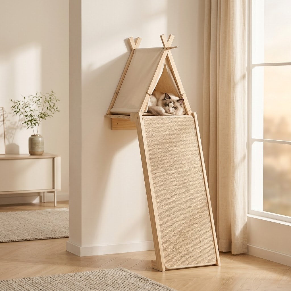 Arbre à chat Hytte Cozylow avec couchage tente surélevé