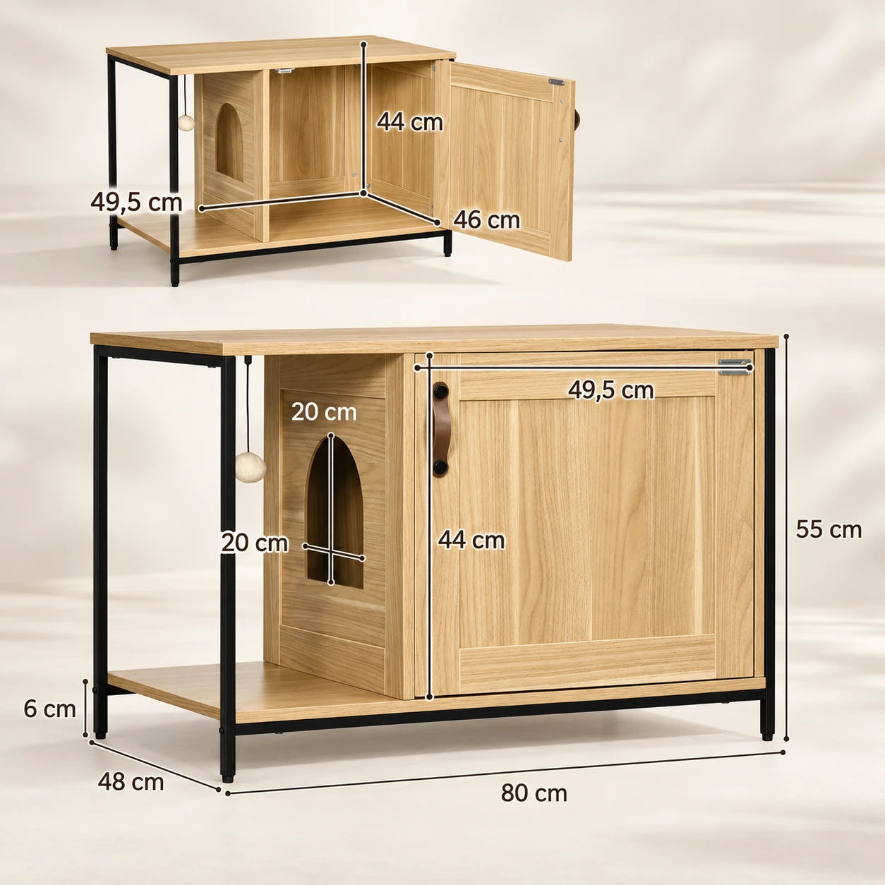 Dimensions du meuble cache-litière Benk