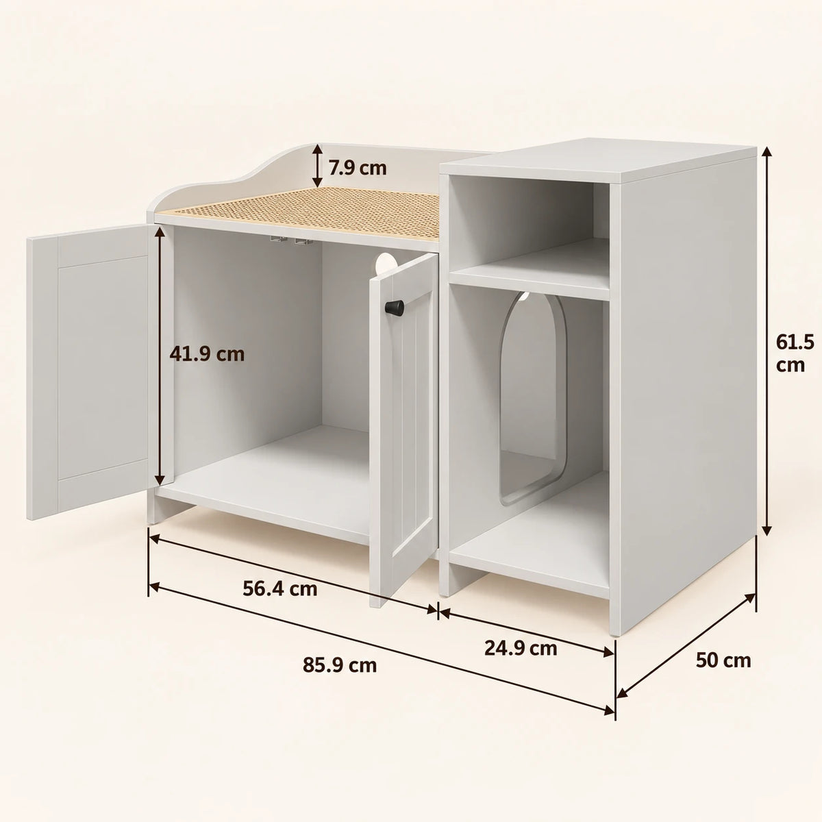 Dimensions du meuble cache-litière Hylle