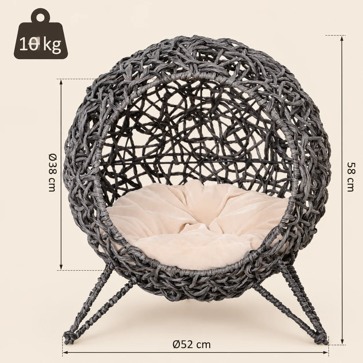 REIR COZYLOW — dimensions et charge maximale du panier cocon surélevé pour chat