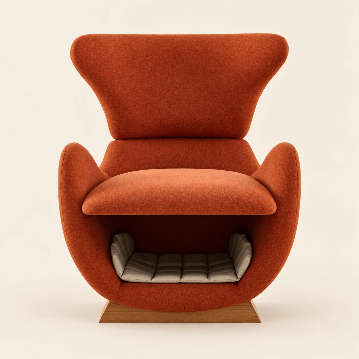 SAMMEN COZYLOW — fauteuil terracotta avec niche intégrée pour chat ou petit chien, vue frontale