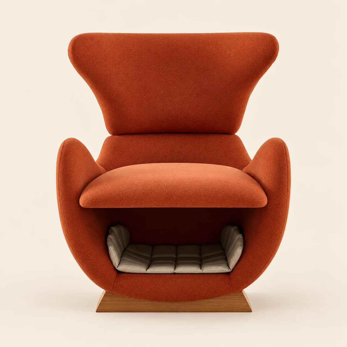 SAMMEN COZYLOW — fauteuil terracotta avec niche intégrée pour chat ou petit chien, vue frontale
