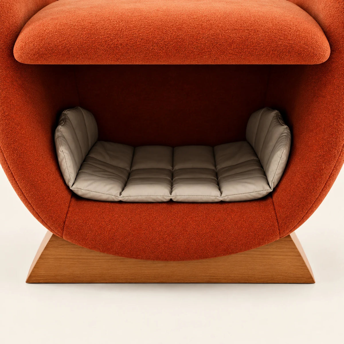 SAMMEN terracotta — vue rapprochée de la niche pour animal et de son coussin matelassé