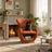 Fauteuil terracotta SAMMEN COZYLOW dans un salon, chat sur l'assise et niche intégrée en dessous