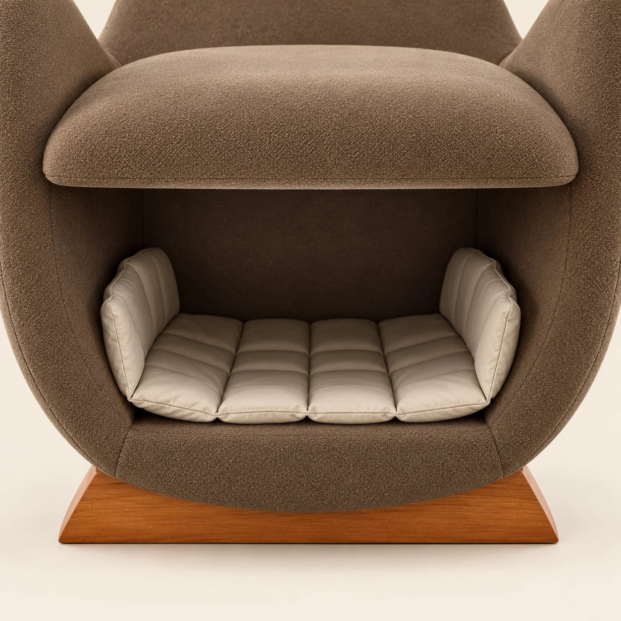 SAMMEN CAFÉ — détail de l'ouverture inférieure de la niche et de son coussin matelassé