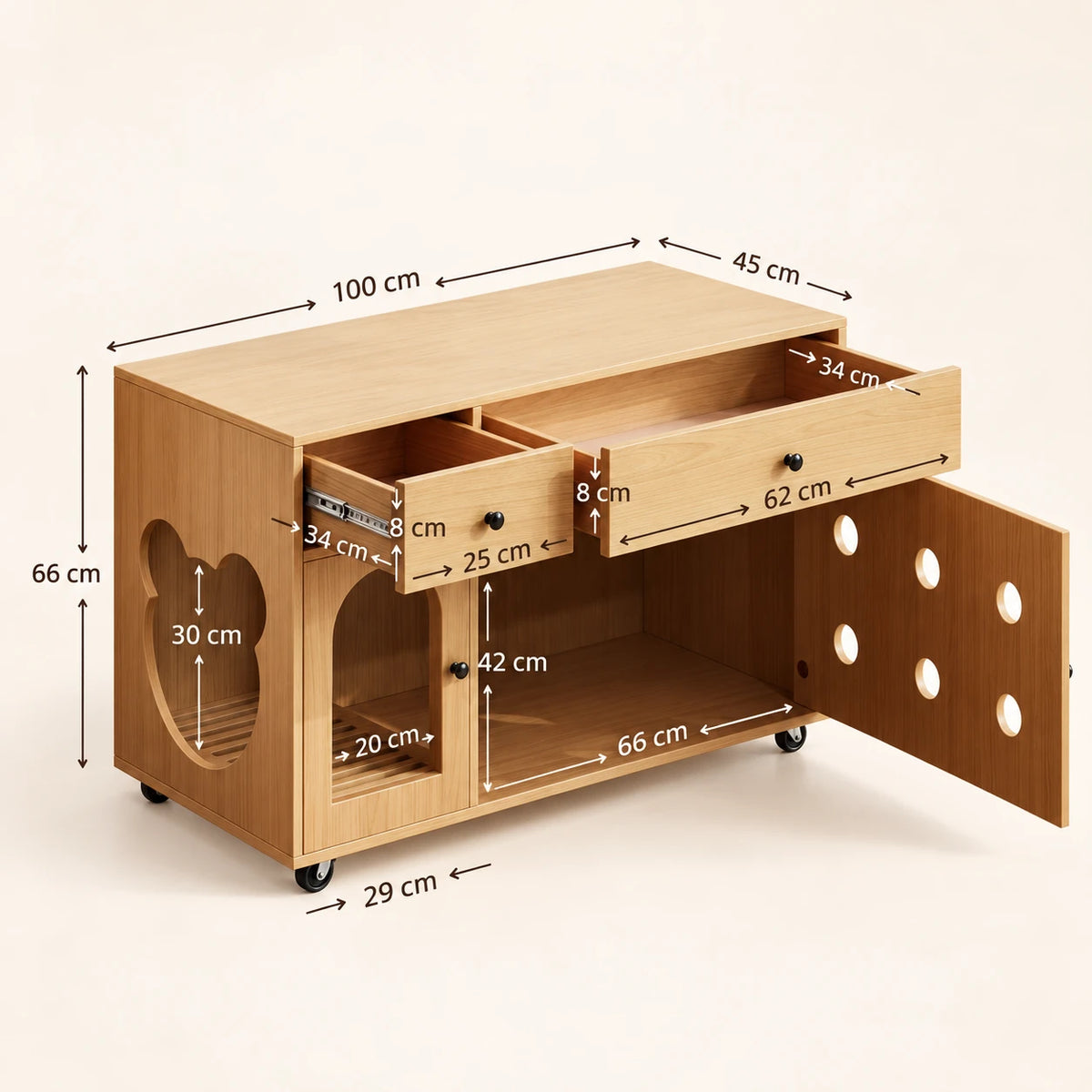 Dimensions du meuble cache-litière Skap