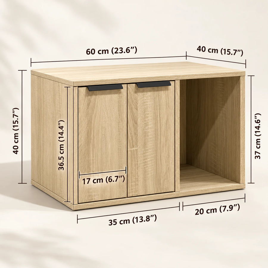 Meuble cache-litière compact chêne Sonoma — Sona