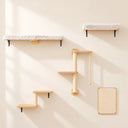 SPOR COZYLOW — parcours mural cinq en un pour chat, version beige en bois et sisal, vue d'ensemble