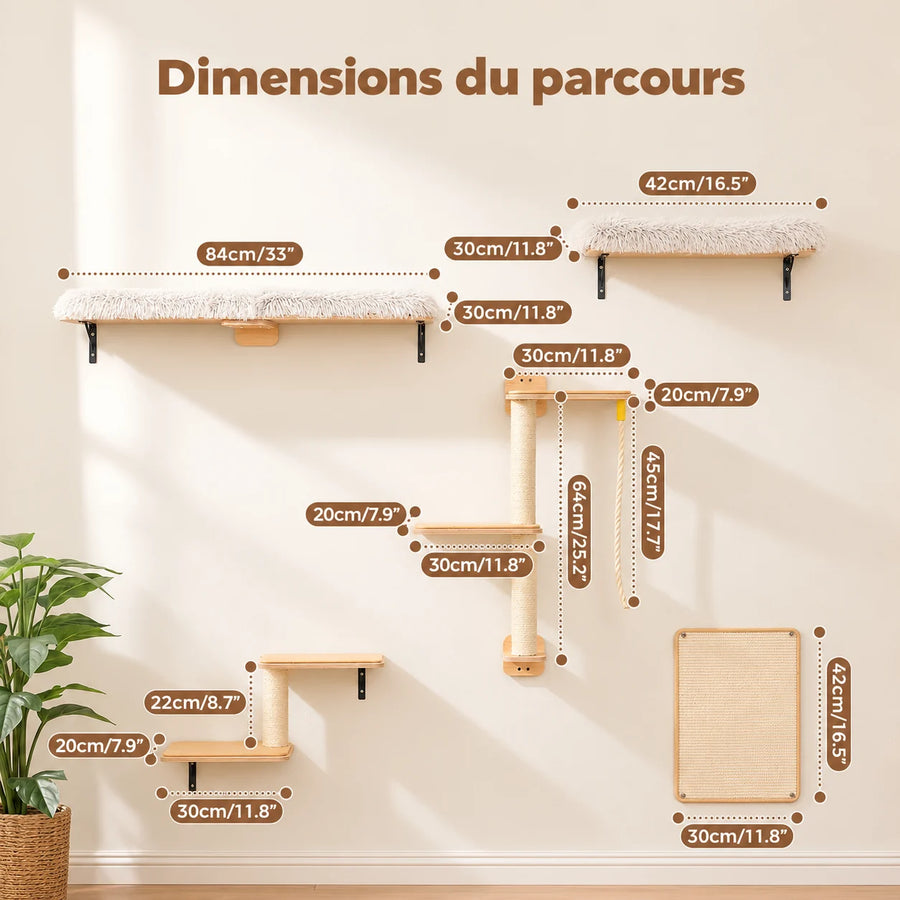 Parcours mural 5-en-1 en bois & sisal — Spor