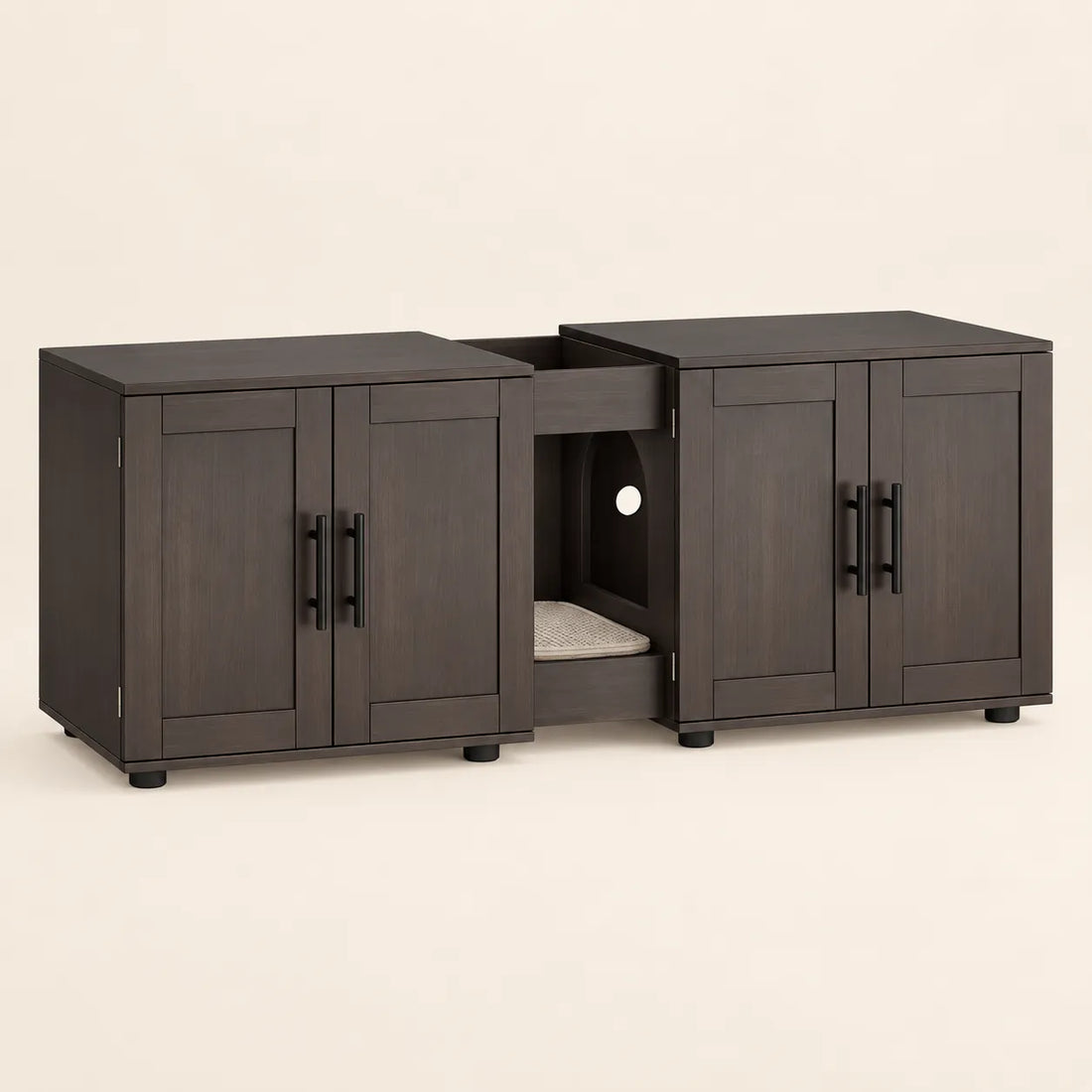 Two spaces, one cabinet