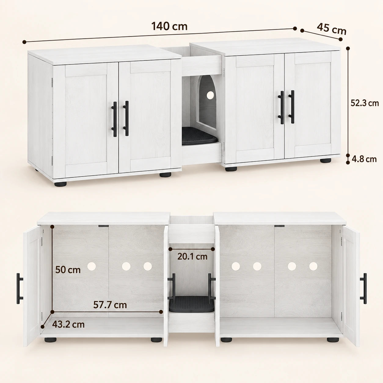 Dimensions du meuble cache-litière Tvill