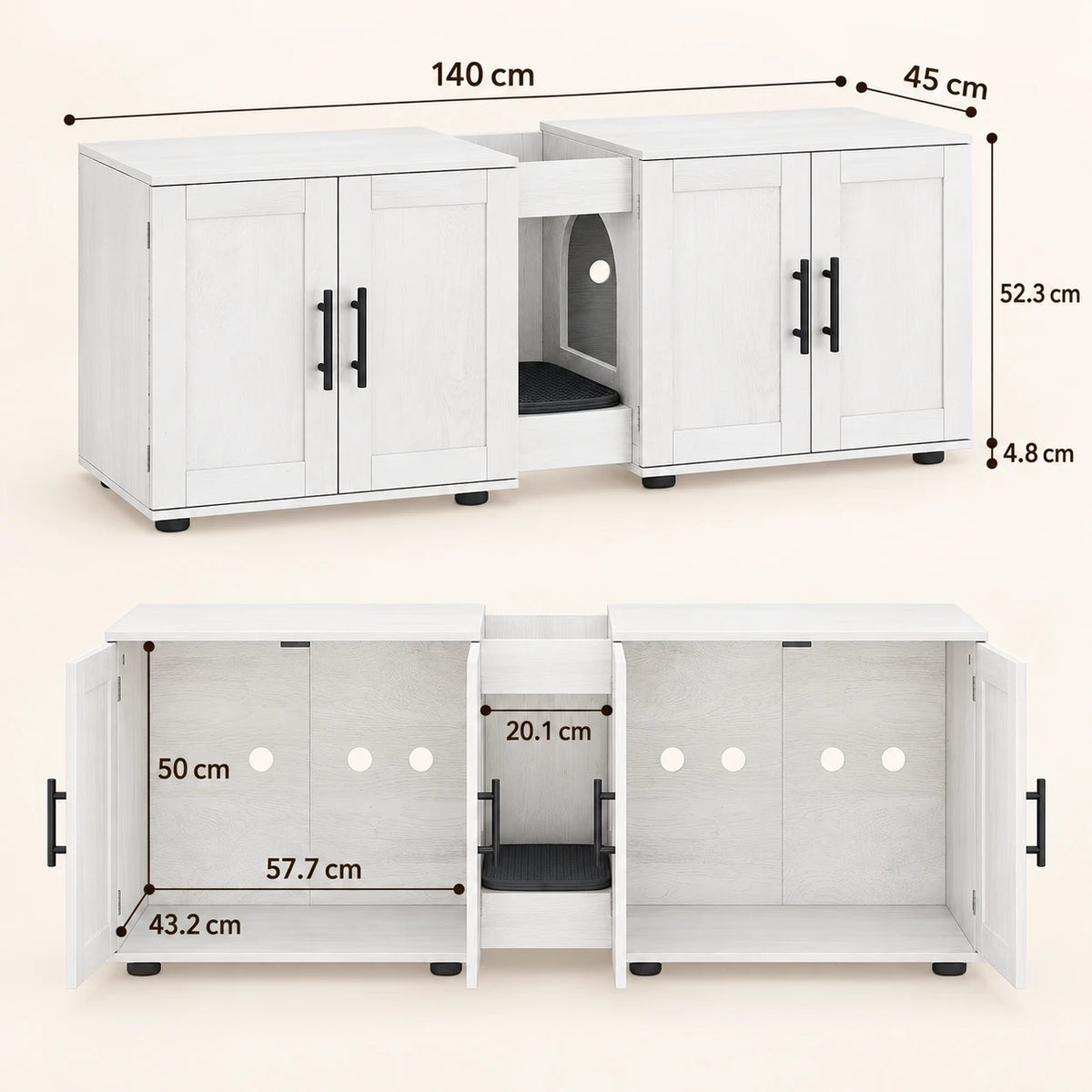 Dimensions du meuble cache-litière Tvill