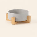 Gamelle Lerk version double, deux bols en céramique sur socle en bois