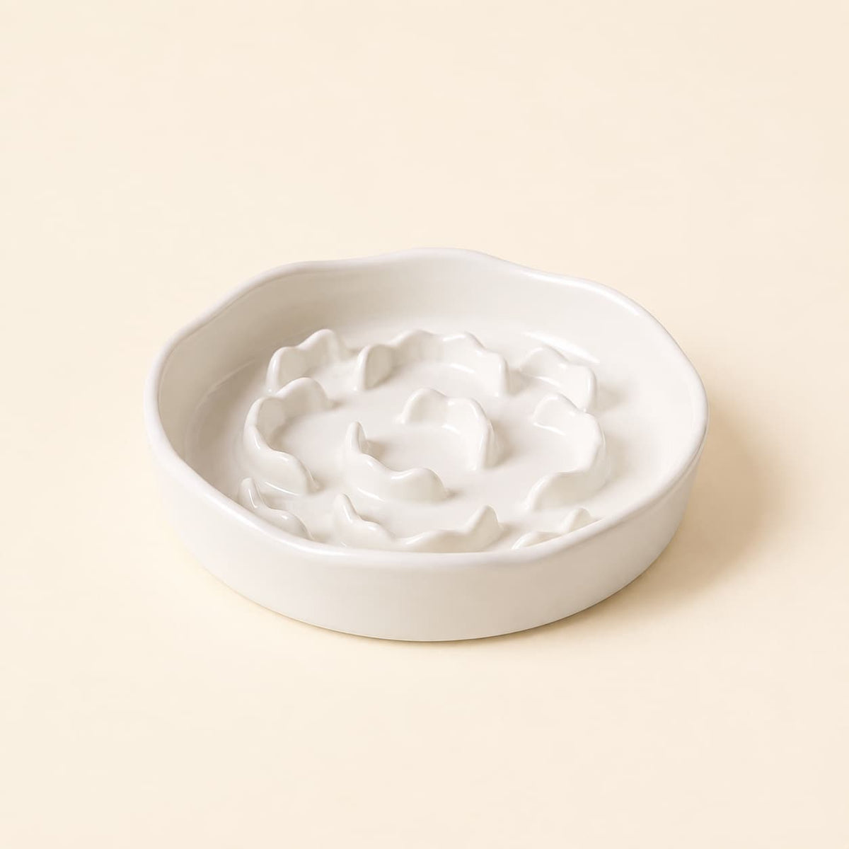 Gamelle anti-glouton Cozylow Ro en céramique blanche pour chat