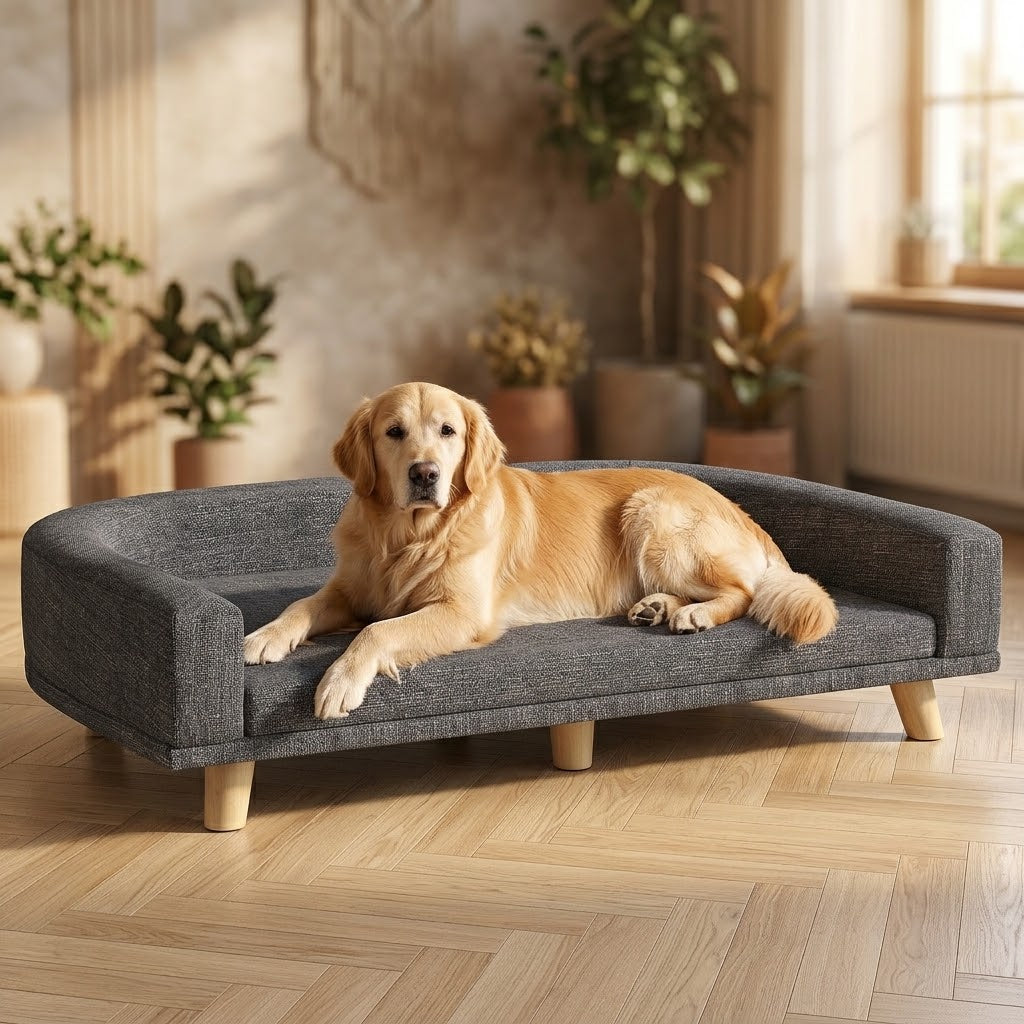 Dog resting on the Lugn large sofa