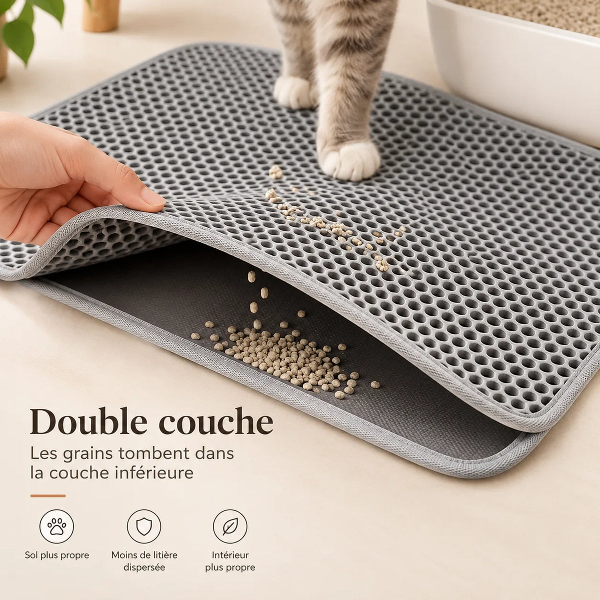 Double couche du tapis de litière Korn