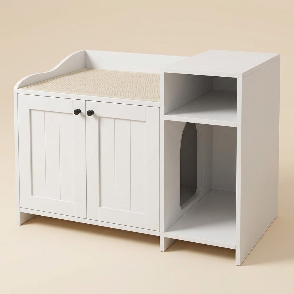 Hylle litter box cabinet with side storage — main view