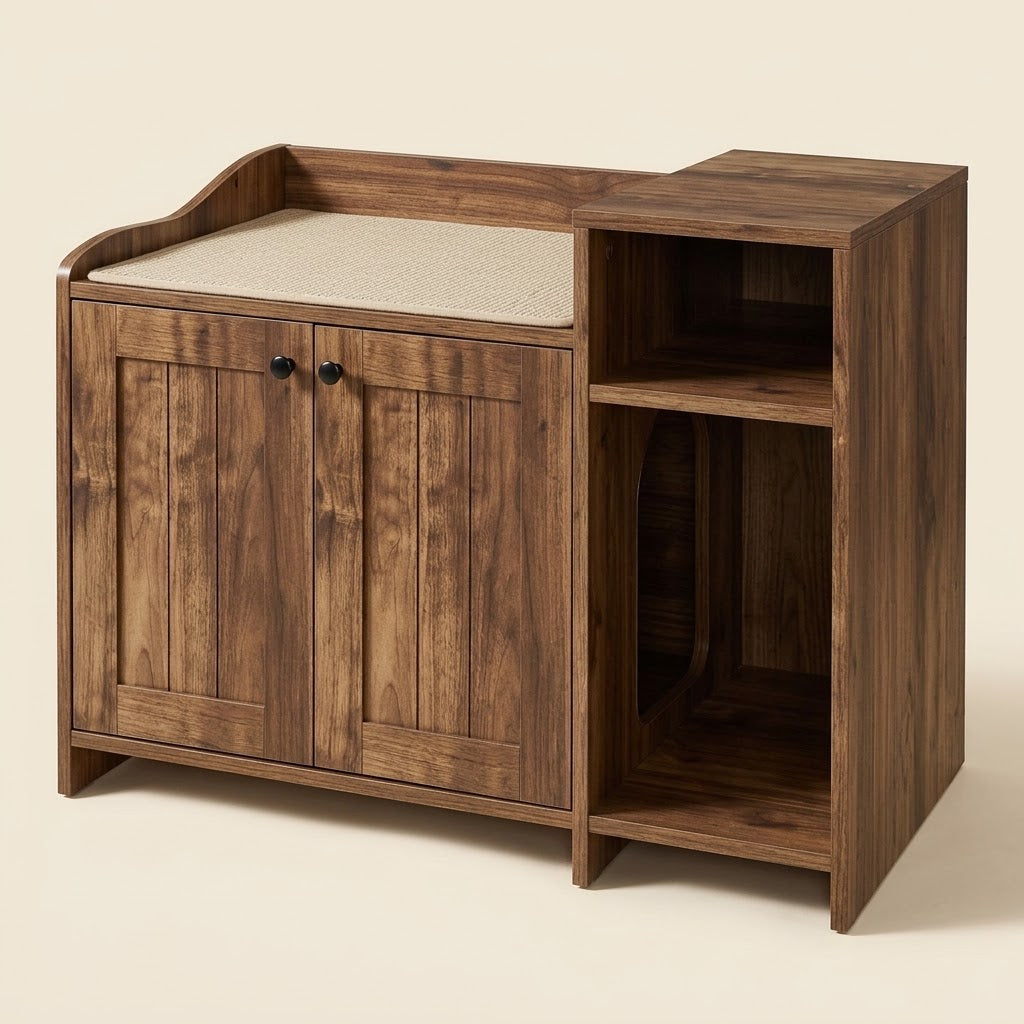 Hylle litter box cabinet — furniture and finish detail